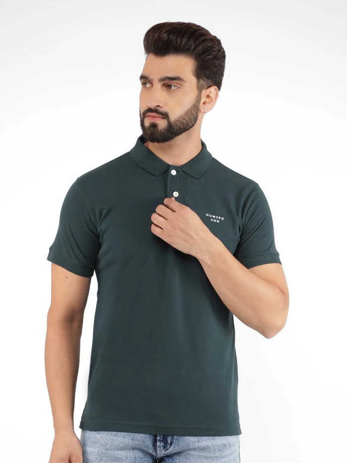 men's green pique polo neck regular fit t shirt men's green pique polo neck regular fit t shirt